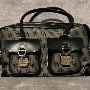 Dooney & Bourke Black and Gold Structured Shoulder Bag